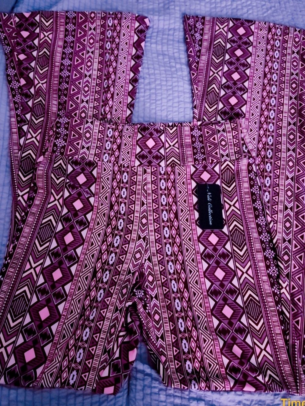 Dalia Collection Pink and Black Tribal Flare Pants - Picture 8 of 13